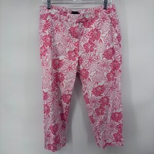 Talbots The Perfect Skimmer Floral Print Pink‎ White Pants Size 10